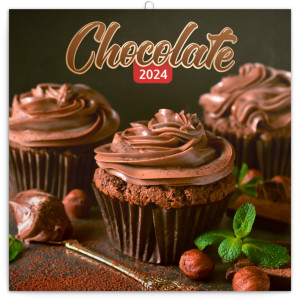 Poznámkový kalendár Čokoláda 2024, voňavý, 30 × 30 cm - Reklamnepredmety