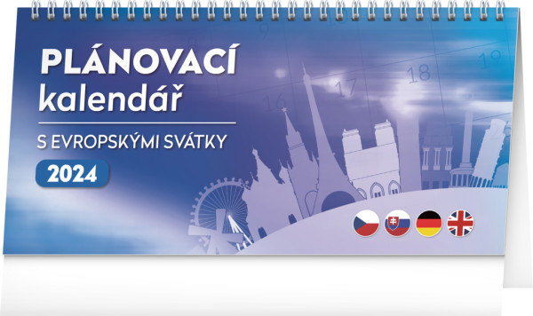 Stolový kalendár s európskymi sviatkami 25 × 12,5 cm