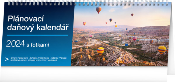 Stolový kalendár Plánovací daňový s fotkami 2024, 33 × 12,5 cm