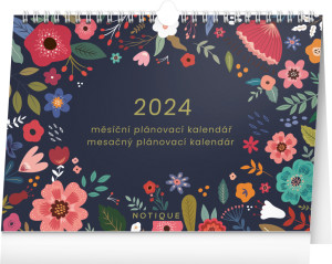 Mesačný plánovací kalendár Kvety 2024, 30 × 21 cm - Reklamnepredmety