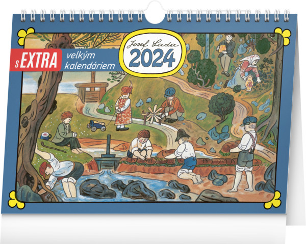 Stolový kalendár s extra veľkým kalendáriom Josef Lada 2024, 30 × 21 cm