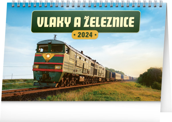 Stolový kalendár Vlaky a železnice 2024, 23,1 × 14,5 cm