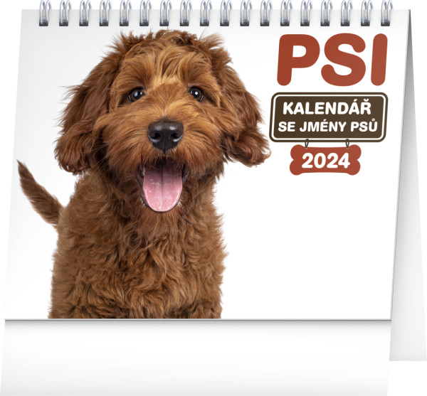 Stolový kalendár Psy – s menami psov 2024, 16,5 × 13 cm, 16,5 × 13 cm