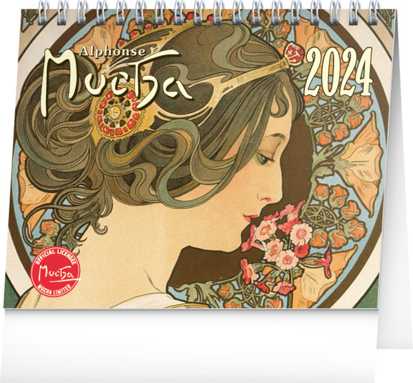 Stolový kalendár Alfons Mucha 2024, 16,5 × 13 cm
