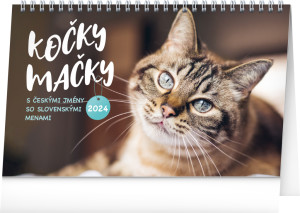 Stolový kalendár Kočky – Mačky CZ/SK 2024, 23,1 × 14,5 cm - Reklamnepredmety