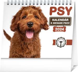 Stolový kalendár Psy – s menami psov 2024, 16,5 × 13 cm - Reklamnepredmety
