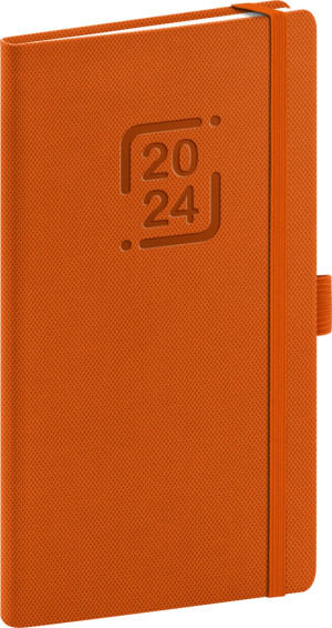 Vreckový diár Catanella 2024, oranžový, 9 × 15,5 cm - Reklamnepredmety