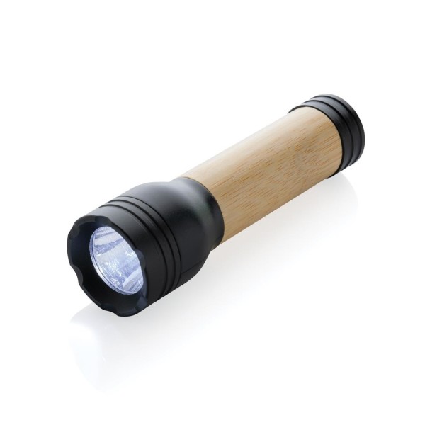 Lucid 1W Taschenlampe aus RCS recycelt. Kunststoff & Bambus, schwarz