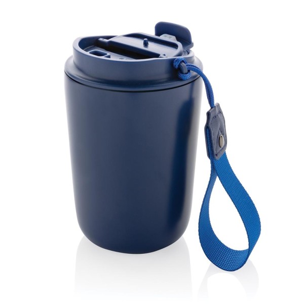 Cuppa Vakuumbecher aus RCS-Stahl mit Umhängeband, blau