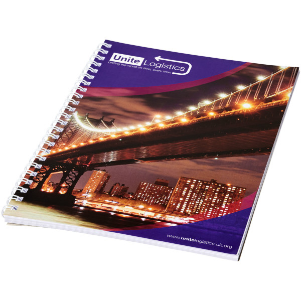 Desk-Mate® Spiralnotizbuch im A5-Format mit bedruckter Rückseite