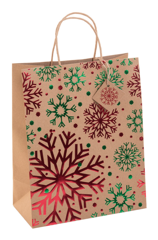 Geschenktüte aus recyceltem Kraftpapier mit weihnachtlichem Motiv Pekkola L
