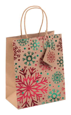 Geschenktüte aus recyceltem Kraftpapier mit weihnachtlichem Motiv Pekkola S - Reklamnepredmety