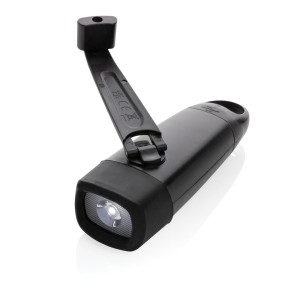 Lightwave USB-Taschenlampe mit Kurbel aus RCS rPlastik, schwarz - Reklamnepredmety