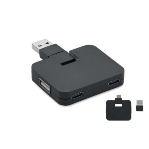 Vierport-USB-Verteiler SQUARE-C 2.0 - Reklamnepredmety