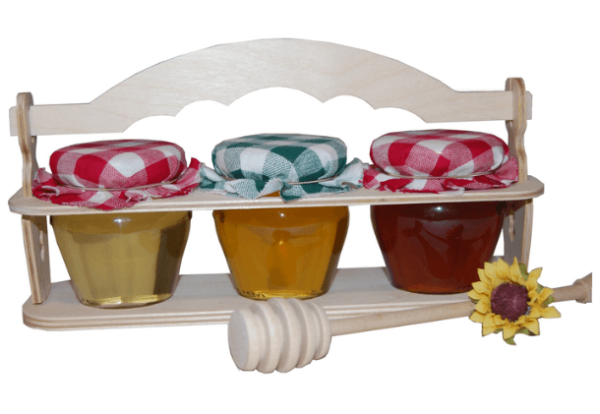 Set mit 3 Honigsorten in einem Ständer