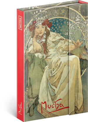 Notes Alfons Mucha – Princezná, linajkovaný, 11 × 16 cm - Reklamnepredmety
