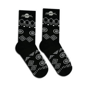 Socks black with folk pattern