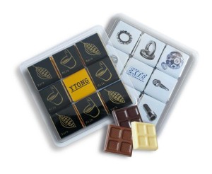 Schokoladenset 9x5g in Plastikbox - Reklamnepredmety