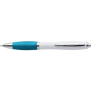 Kunststoffkugelschreiber mit farbigem Gummigriff, blaue Tinte, - Reklamnepredmety