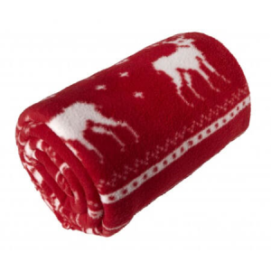 Polar fleece reindeer blanket (180 gm/2), Red - Reklamnepredmety