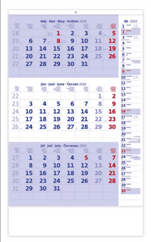 Trojmesačný kalendár modrý s poznámkami - Reklamnepredmety