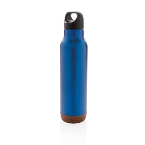 Auslaufsichere Vakuum-Flasche mit Kork, blau - Reklamnepredmety