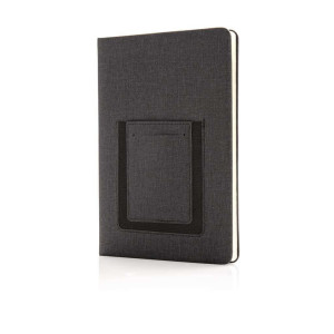 Deluxe A5 Notizbuch mit Telefontasche, schwarz - Reklamnepredmety