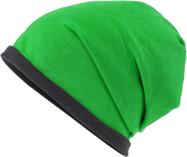 Lässige Mütze mit Fleece-Kontrastabschluss