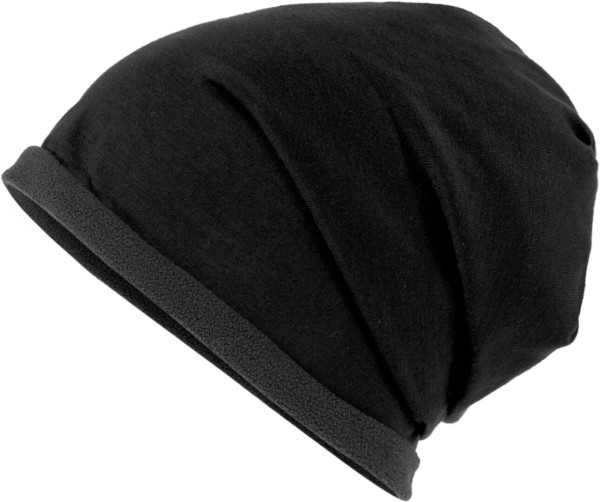 Lässige Mütze mit Fleece-Kontrastabschluss