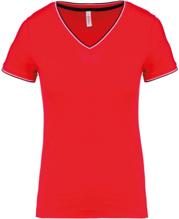 Damen Piqué V-Neck T-Shirt