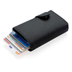 Aluminium RFID Kartenhalter mit PU-Börse, schwarz - Reklamnepredmety
