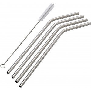 Four stainless steel straws - Reklamnepredmety