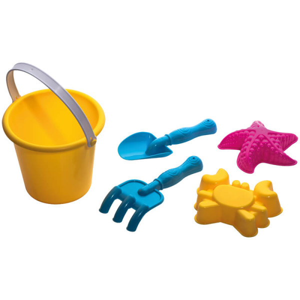 Ein Strandspielzeugset aus Kunststoff für Kinder
