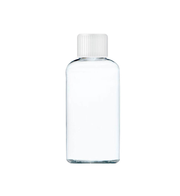 Transparente Flasche mit einem weißen Verschluss von 80 ml