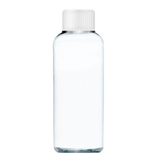 Transparente Flasche mit einem weißen Verschluss von 90 ml