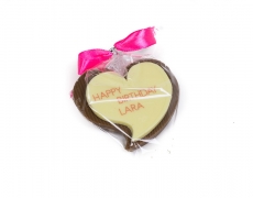 Čokoládové srdce s potlačou loga Happy Birthay Lara