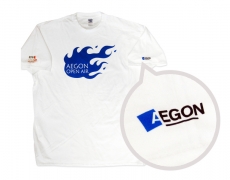 Potlač sieťotlač logo Aegon na tričko 